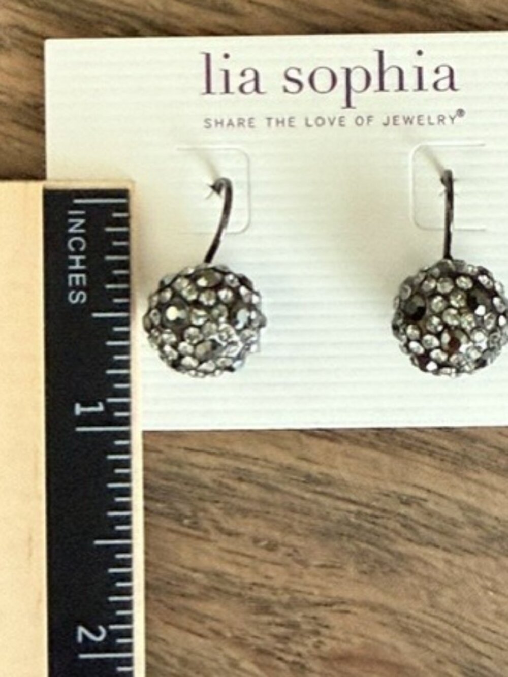 Lia Sophia "Black Diamond & Hematite Earrings - Picture 6 of 6
